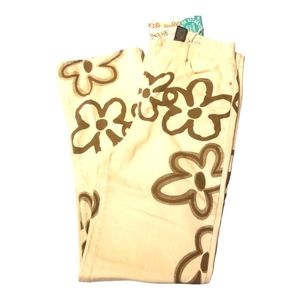Flower tan jeans
